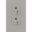 Architectural 15A Dual Dimming, Tamper Resist Duplex Receptacle, 125V,w/ Wall Plate, Matte Finish, Gray