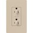 Architectural 15A Dual Dimming, Tamper Resist Duplex Receptacle, 125V,w/ Wall Plate, Matte Finish, Taupe
