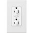 Architectural 15A Dual Dimming, Tamper Resist Duplex Receptacle, 125V,w/ Wall Plate, Matte Finish, White