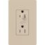 Architectural 15A Half-Dimming, Tamper Resist Duplex Receptacle,w/ Wall Plate, Matte Finish, Taupe