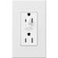 Architectural 15A Half-Dimming, Tamper Resist Duplex Receptacle,w/ Wall Plate, Matte Finish, White