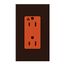 Architectural 15A Isolated Ground Duplex Receptacle, Orange Outlet, Color Code for Included Wall Plate, Matte Finish, Brown