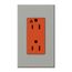 Architectural 15A Isolated Ground Duplex Receptacle, Orange Outlet, Color Code for Included Wall Plate, Matte Finish, Gray