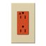 Architectural 15A Isolated Ground Duplex Receptacle, Orange Outlet, Color Code for Included Wall Plate, Matte Finish, Ivory