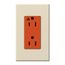 Architectural 15A Isolated Ground Duplex Receptacle,Orange Outlet,Color Code for Incl'd Wall Plate,Matte Finish,Light Almond