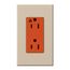 Architectural 15A Isolated Ground Duplex Receptacle, Orange Outlet, Color Code for Included Wall Plate, Matte Finish, Taupe