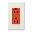 Architectural 15A Isolated Ground Duplex Receptacle, Orange Outlet, Color Code for Included Wall Plate, Matte Finish, White