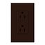 Architectural 15A Tamper-Resistant Duplex Receptacle, Wall Plate Included, Matte Finish, Brown