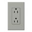 Architectural 15A Tamper-Resistant Duplex Receptacle, Wall Plate Included, Matte Finish, Gray