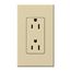 Architectural 15A Tamper-Resistant Duplex Receptacle, Wall Plate Included, Matte Finish, Ivory