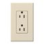 Architectural 15A Tamper-Resistant Duplex Receptacle,w/ Wall Plate, Matte Finish, Light Almond,