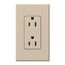 Architectural 15A Tamper-Resistant Duplex Receptacle, Wall Plate Included, Matte Finish, Taupe