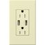 Architectural 15A Tamper-Resist USB-A Duplex Receptacle, Self-Testing,w/ Wall Plate, Matte Finish, Almond