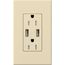 Architectural 15A Tamper-Resist USB-A Duplex Receptacle, Self-Testing,w/ Wall Plate, Matte Finish, Beige
