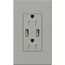 Architectural 15A Tamper-Resist USB-A Duplex Receptacle, Self-Testing,w/ Wall Plate, Matte Finish, Gray