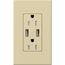 Architectural 15A Tamper-Resist USB-A Duplex Receptacle, Self-Testing,w/ Wall Plate, Matte Finish, Ivory