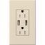 Architectural 15A Tamper-Resist USB-A Duplex Receptacle, Self-Testing,w/ Wall Plate, Matte Finish, Light Almond