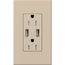 Architectural 15A Tamper-Resist USB-A Duplex Receptacle, Self-Testing,w/ Wall Plate, Matte Finish, Taupe