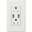 Architectural 15A Tamper-Resist USB-A Duplex Receptacle, Self-Testing,w/ Wall Plate, Matte Finish, White