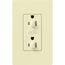Architectural 20A Dual Dimming, Tamper Resist Duplex Receptacle, 125V,w/ Wall Plate, Matte Finish, Almond