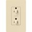 Architectural 20A Dual Dimming, Tamper Resist Duplex Receptacle, 125V,w/ Wall Plate, Matte Finish, Beige