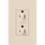 Architectural 20A Dual Dimming, Tamper Resist Duplex Receptacle, 125V,w/ Wall Plate, Matte Finish, Light Almond