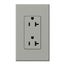 Architectural 20A Duplex Receptacle, 125V, Wall Plate Included, Matte Finish, NTR-20-GR, Gray