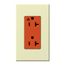 Architectural 20A Isolated Ground Duplex Receptacle, Orange Outlet, Color Code for Included Wall Plate, Matte Finish, Almond