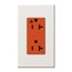 Architectural 20A Isolated Ground Duplex Receptacle, Orange Outlet, Color Code for Included Wall Plate, Matte Finish, White