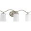 Inspire 3 Light Brushed Nickel Etched Glass Traditional Bath Vanity Light