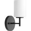 Replay 1 Light Textured Black Etched White Glass Glass Modern Bath Vanity Light
