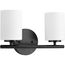 Replay 2 Light Textured Black Etched Glass Modern Bath Vanity Light