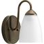 Gather 1 Light Antique Bronze Etched Glass Traditional Bath Vanity Light