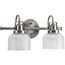 Archie 2 Light Antique Nickel Clear Double Prismatic Glass Coastal Bath Vanity Light