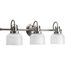Archie 3 Light Antique Nickel Clear Double Prismatic Glass Coastal Bath Vanity Light