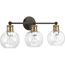 Hansford 3 Light Polished Nickel Clear Glass Coastal Bath Vanity Light