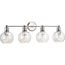 Hansford 4 Light Polished Nickel Clear Glass Coastal Bath Vanity Light