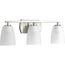 Leap 3 Light Brushed Nickel Etched Glass Modern Bath Vanity Light