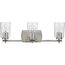 Adley 3 Light Brushed Nickel Clear Glass New Traditional Bath Vanity Light