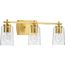 Adley 3 Light Brushed Nickel Clear Glass New Traditional Bath Vanity Light