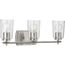Adley 3 Light Brushed Nickel Clear Glass New Traditional Bath Vanity Light
