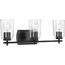 Adley 3 Light Matte Black Clear Glass New Traditional Bath Vanity Light