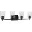 Adley 4 Light Matte Black Clear Glass New Traditional Bath Vanity Light