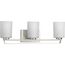 League 3 Light Brushed Nickel and Etched Glass Modern Farmhouse Bath Vanity Light