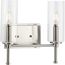 Elara 2 Light New Traditional Matte Black Clear Glass Bath Vanity Light