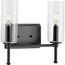 Elara 2 Light New Traditional Matte Black Clear Glass Bath Vanity Light