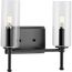 Elara 2 Light New Traditional Matte Black Clear Glass Bath Vanity Light