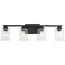 Gilmour 4 Light Modern Farmhouse Matte Black Clear Glass Bath Vanity Light