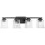 Gilmour 4 Light Modern Farmhouse Matte Black Clear Glass Bath Vanity Light