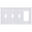 4-Gang Electrical Wall Plate, Combo, 3 Toggle & 1 Decora (White)